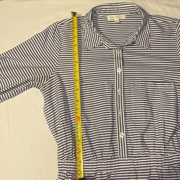 Womens Blue and White Striped Button Up Collared Dress Size Medium NWOT - Picture 12 of 13